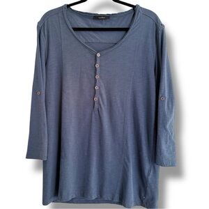 David Naman Henley Neck Roll Tan Sleeve Soft Cotton Shirt Size XL